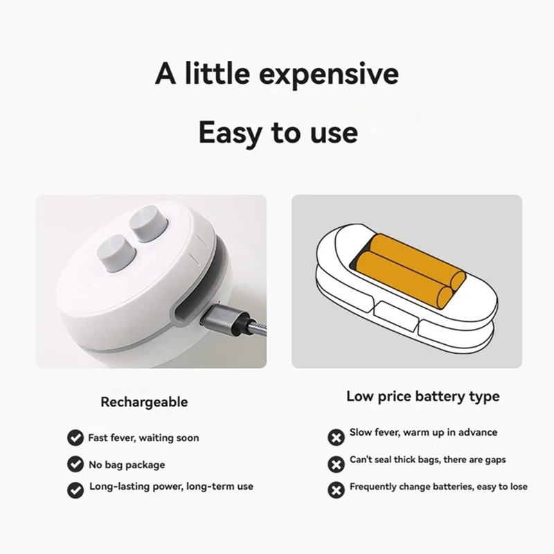 A02M-Mini Bag Sealer 2 In 1 Heat Sealer With Cutter Rechargeable Bag Sealer Portable Vacuum Food Sealer Bag Sealing Machine