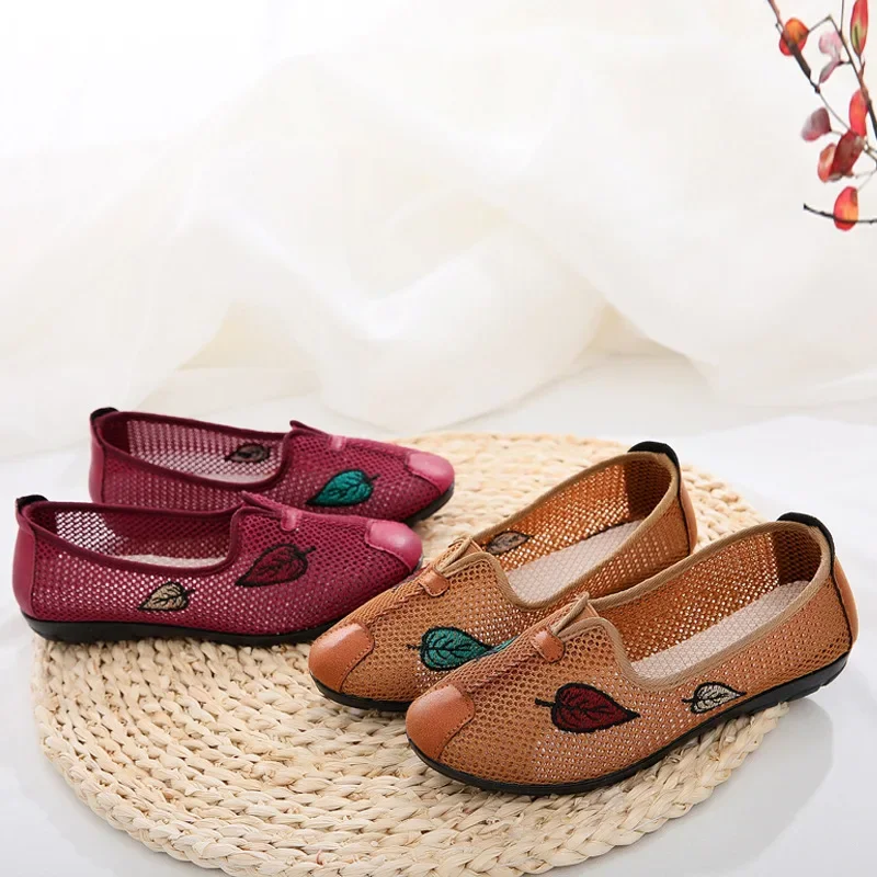 Summer Women Loafers Shoes Hollow-out Flats Shoes Woman Comfortable Ladies Breathable Mesh Slip on Footwear Casual Female Shoes