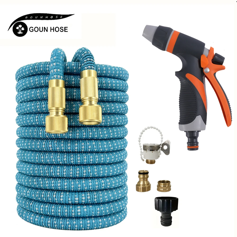 

25-125ft Garden Watering Hose Expandable Bimetallic Joint Garden Farm Irrigation Hose Car Wash High-Pressure Water Gun Watering