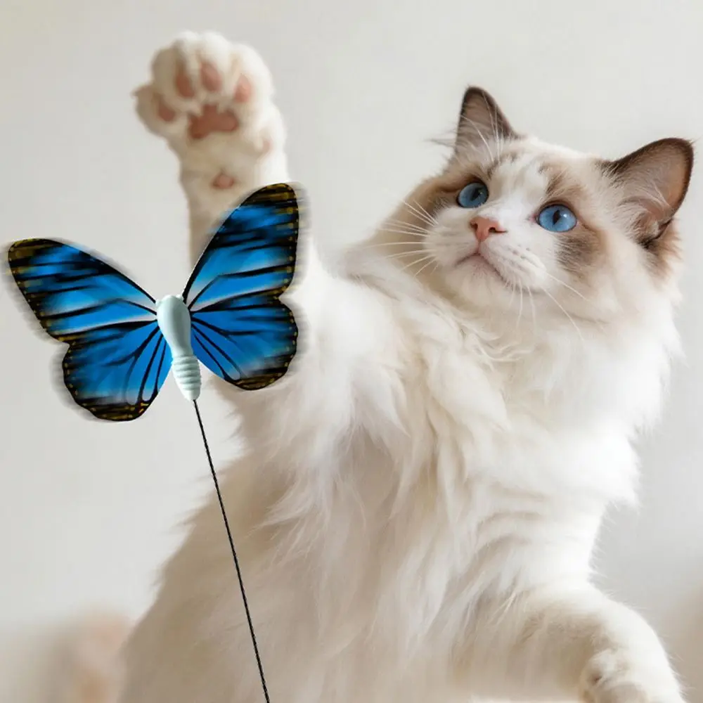 Switchable Butterfly Pattern Cat Teasing Stick Self-hilarity Relieves Interactive Automatic Cat Teaser USB Rechargeable