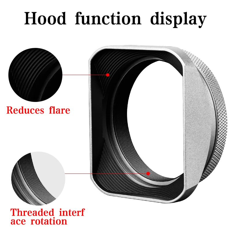 Aluminum alloy lens hood filter adapter ring X100F X100S X100T X100VI square metal accessories