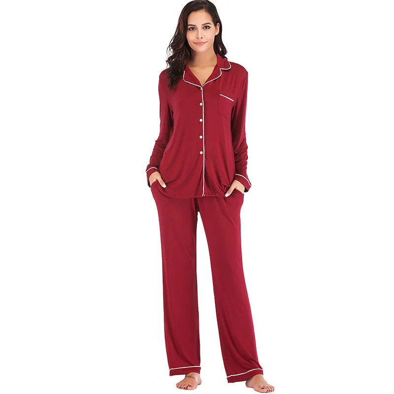 Cross-border, new popular European, American spring, autumn and winter new pajamas cotton women's loungewear set