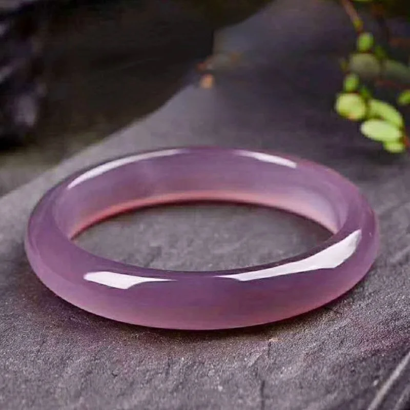 

Ice emperor purple chalcedony bracelet round jade bracelet jade bracelet female natural agate bracelet