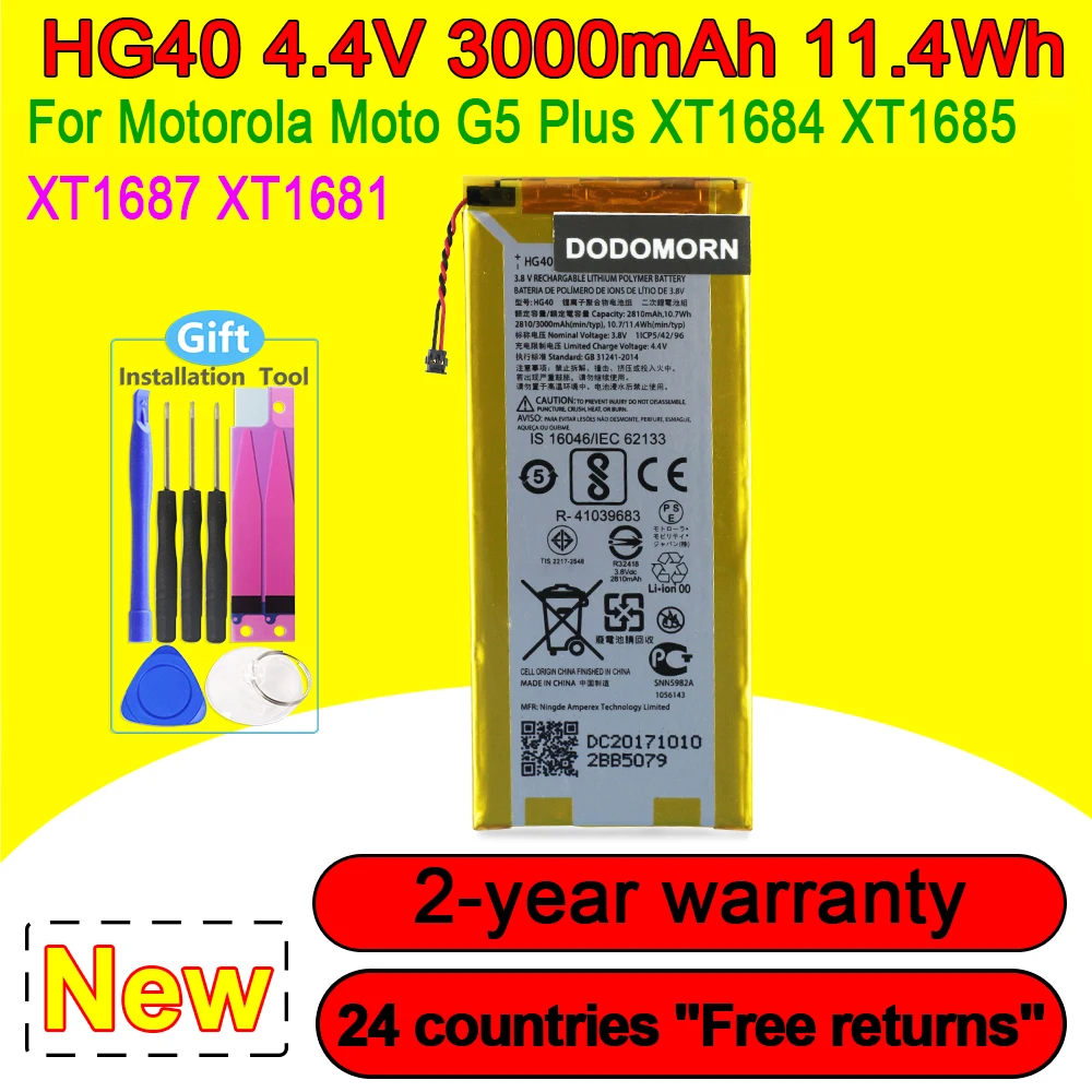 100% New 3000mAh High Quality Battery HG40 For Motorola Moto G5 Plus XT1685 XT1687 XT1681 XT1684 Phone In Stock Fast Delivery