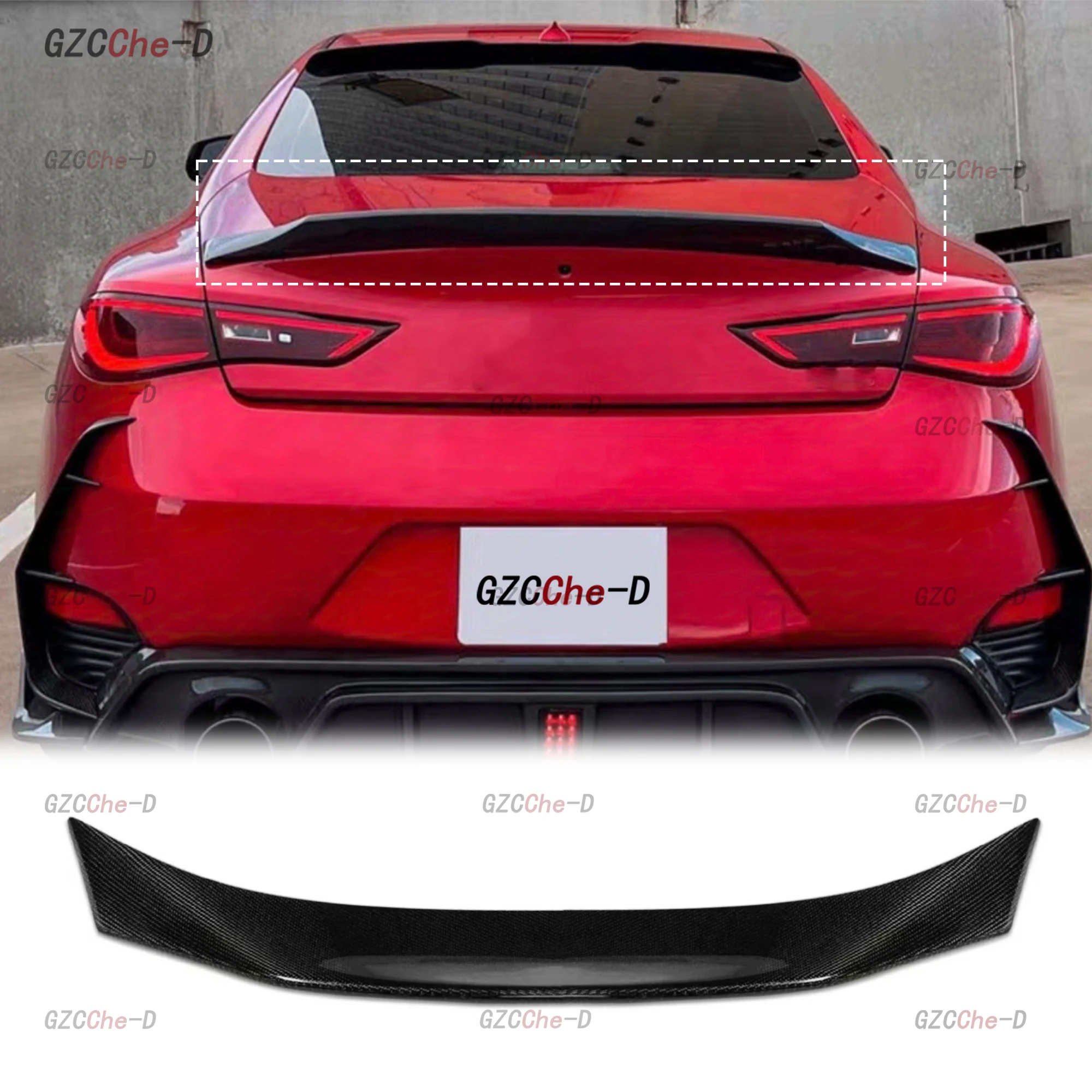 2015-2020 Infiniti Q6 Q60S carbon fiber rear spoiler AR style luggage compartment lid aerodynamic kit rear wing