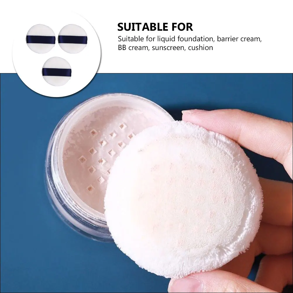 

3Pcs Makeup Powder Puff Set Soft Smooth Applicator Strap Band Design for Liquid Foundation Cream Loose Pressed Powder
