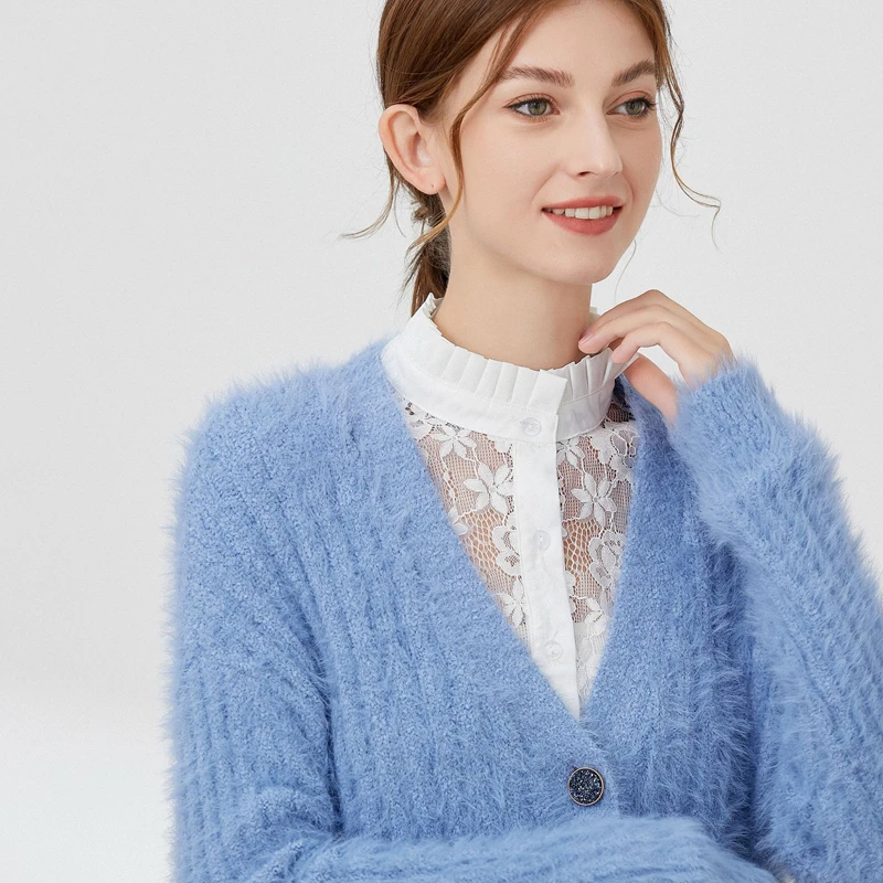 

Sweet White Lace Embroidered Ruffle High Stand Collar Floral Women Sweater Decorative Pleated False Collar Half Shirt Blouse