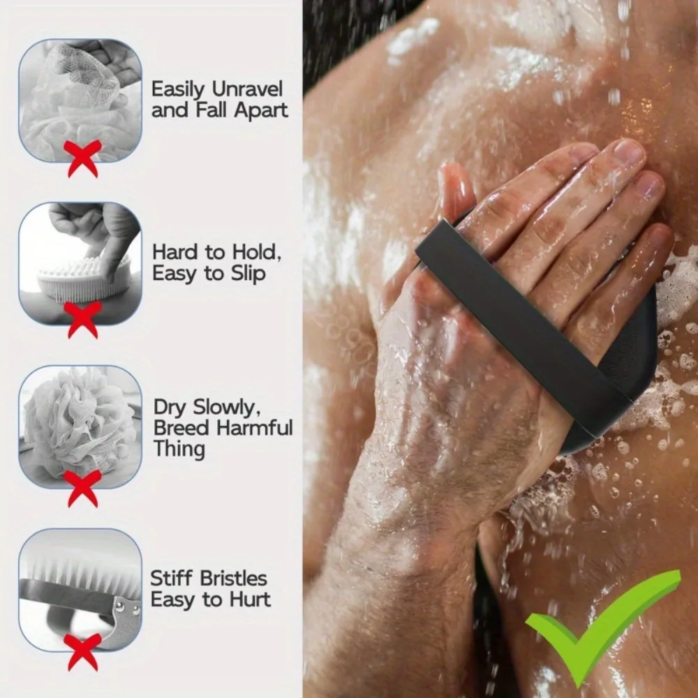 حمام لينة سيليكون فرشاة الظهر حمام دش الإسفنج فرشاة تنظيف مع مقبض التقشير فرك الجلد مدلك فرش التقشير