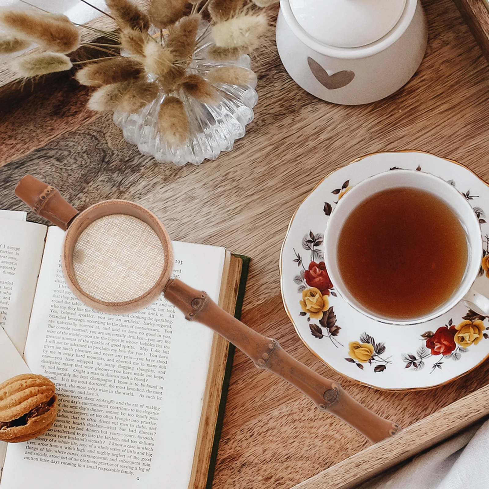 

Handmade Bamboo Tea Filter Strainer Practical Tea Infuser Ergonomic Handle for Household Use Teaware Bamboo Strainer