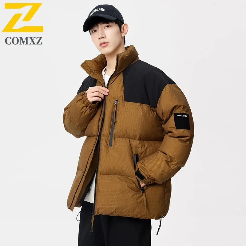 

COMXZ 2024 New Autumn Winter Men Cotton Casual Padded Men Thick Padded Puffer Stand Collar Couple Coat