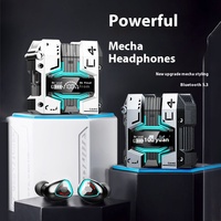 2025 Metal Mecha Wind Wireless Noise Reduction Bluetooth Game Headphones In-Ear Subwoofer Black Technology Zero Delay M45