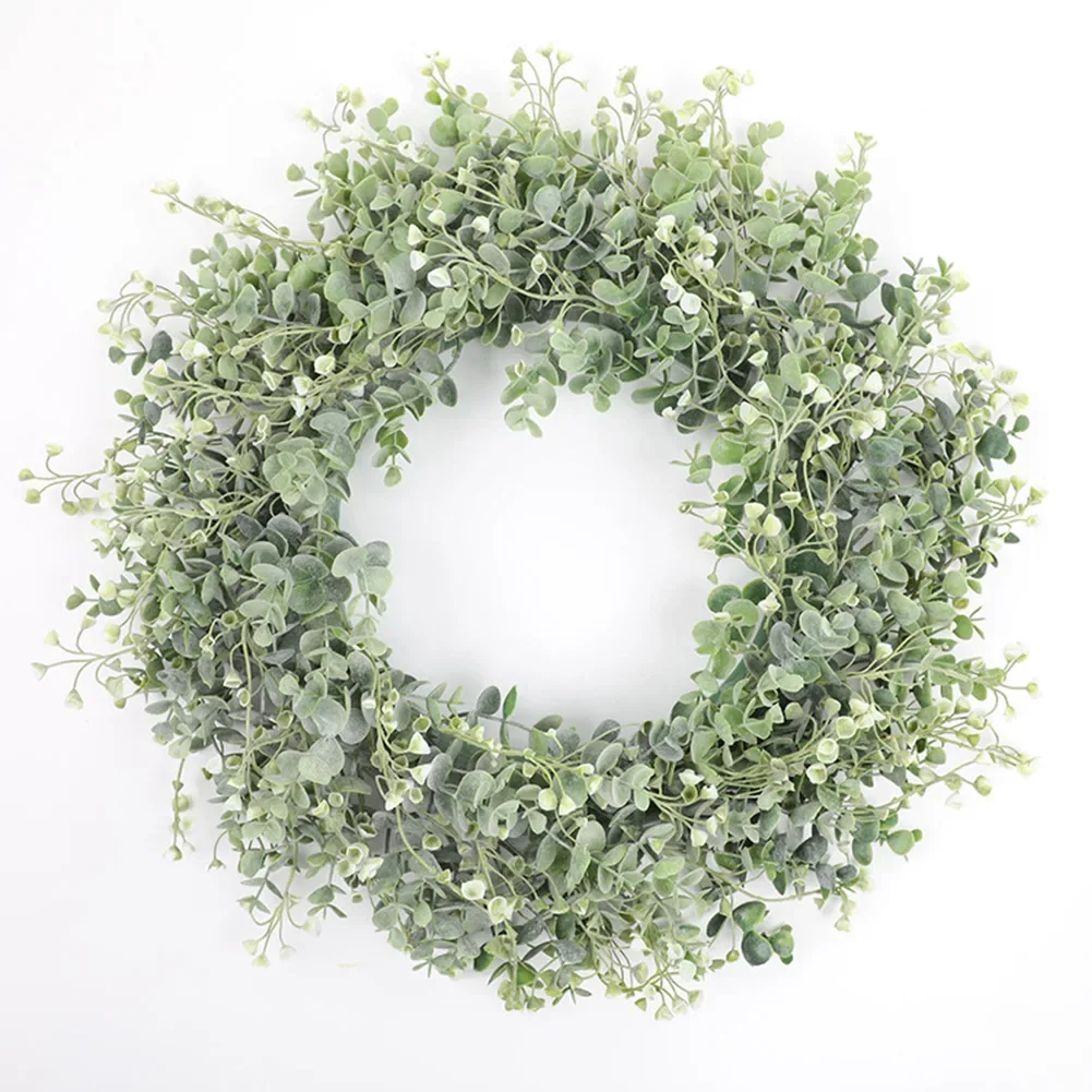 50CM Eucalyptus Wreath Front Door Wreath Green Leaves Wreath Spring Door Wreath Outdoor Artificial Greenery Hanging Wreath