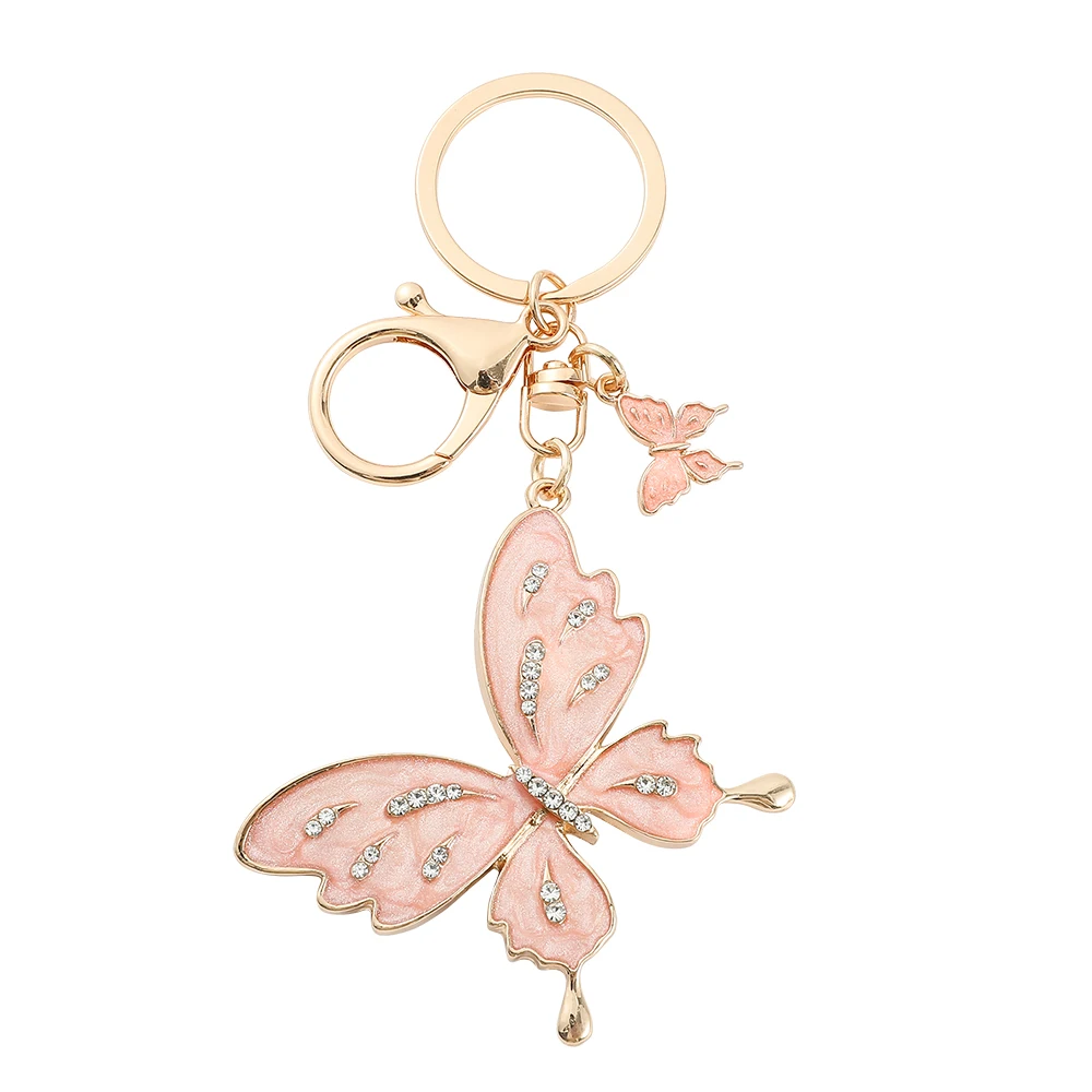 Creative Insect Butterfly Keychain for Women, Metal Keyring, Rhinestone Ornaments, Charm Bag Accessories, Jewelry, Fashion