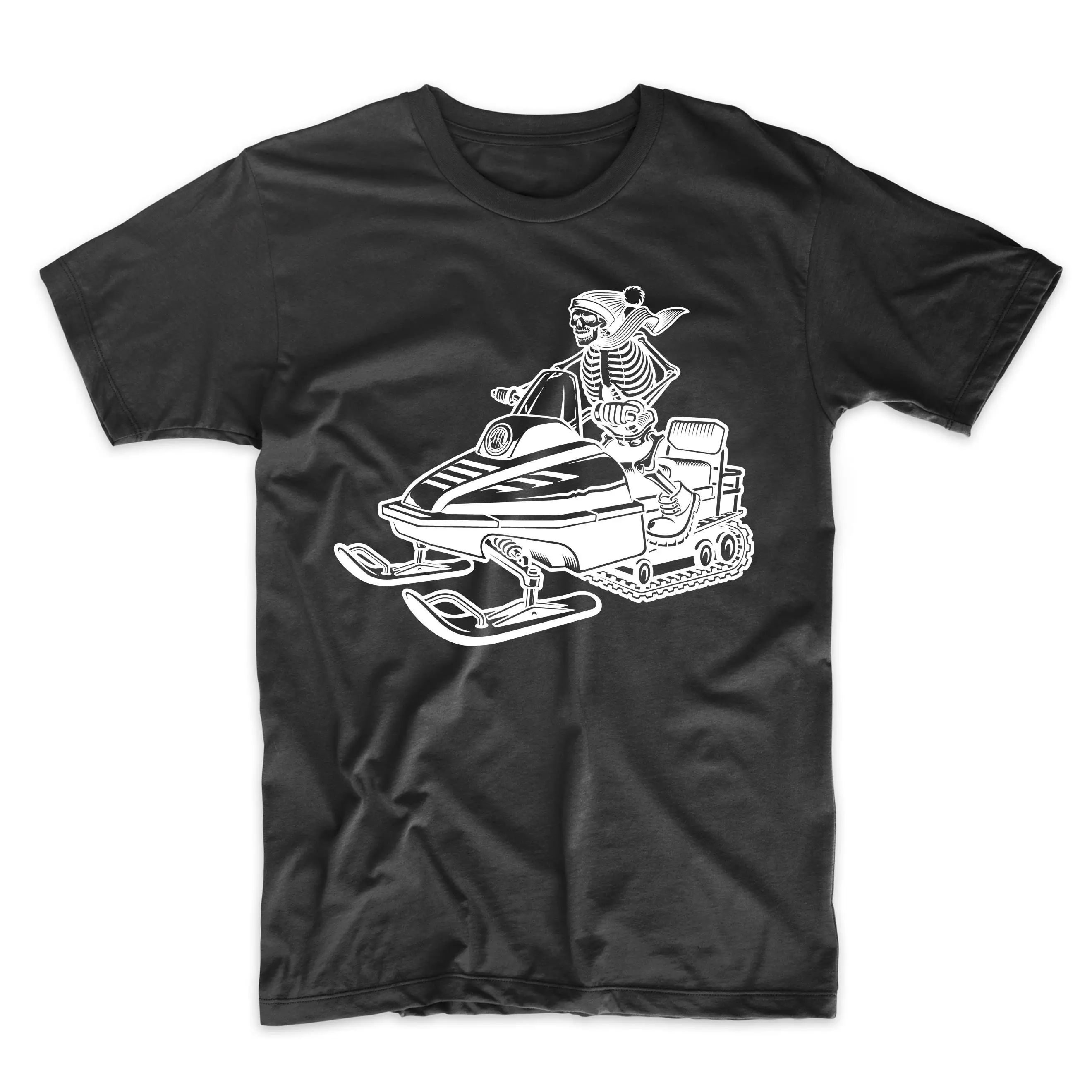 Men'S Snowmobile T Shirt Snowmobiling Skeleton Cool