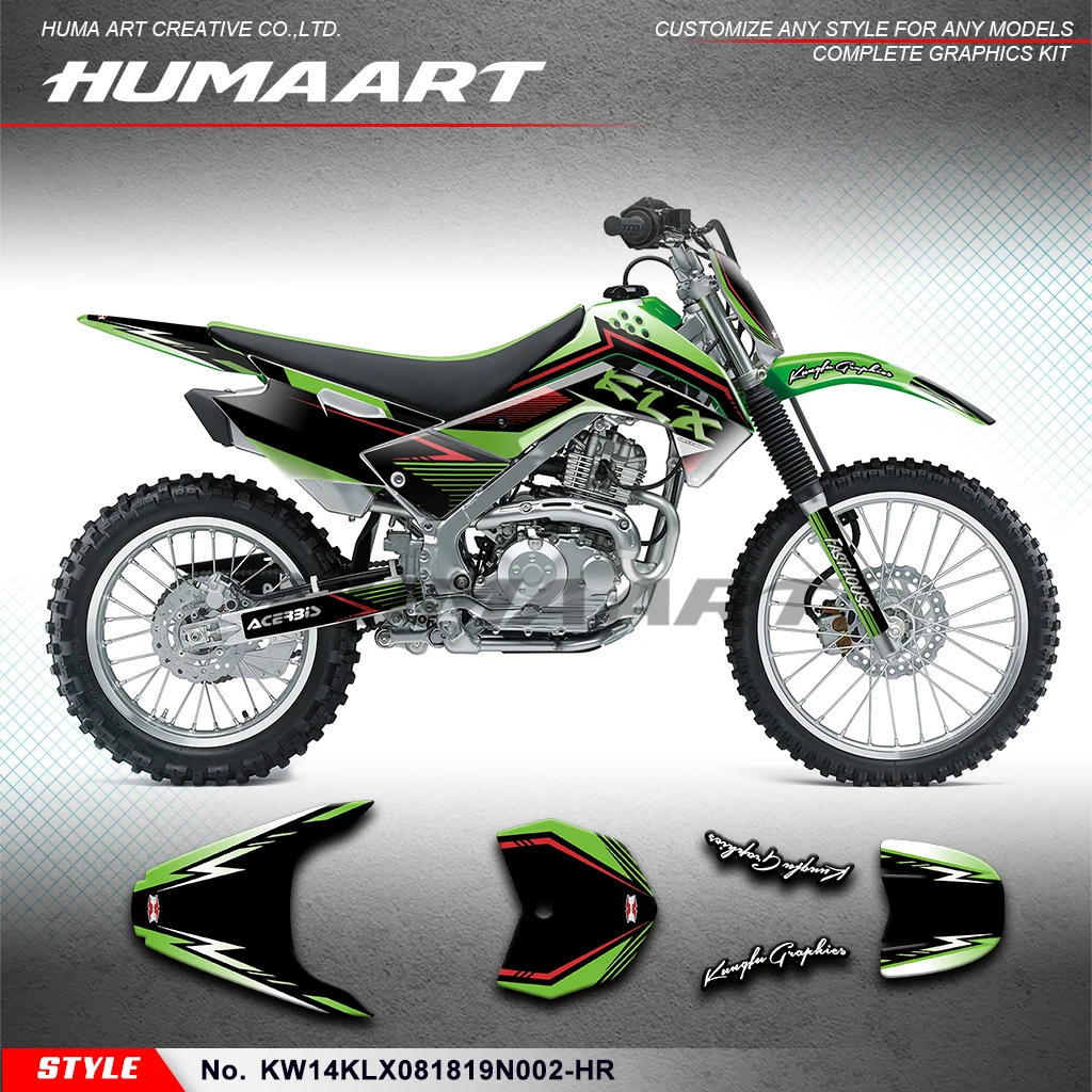 HUMAART Decals Stickers Vinyl Wrap for Kawasaki KLX140 2008-2020, KW14KLX081819N002-HR