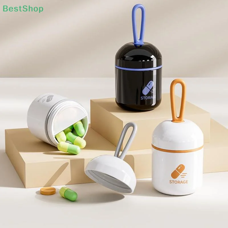 

♥ ♥ ♥ Коробка для хранения капсул с двумя отделениями и ручкой, портативная мини-коробка для хранения таблеток