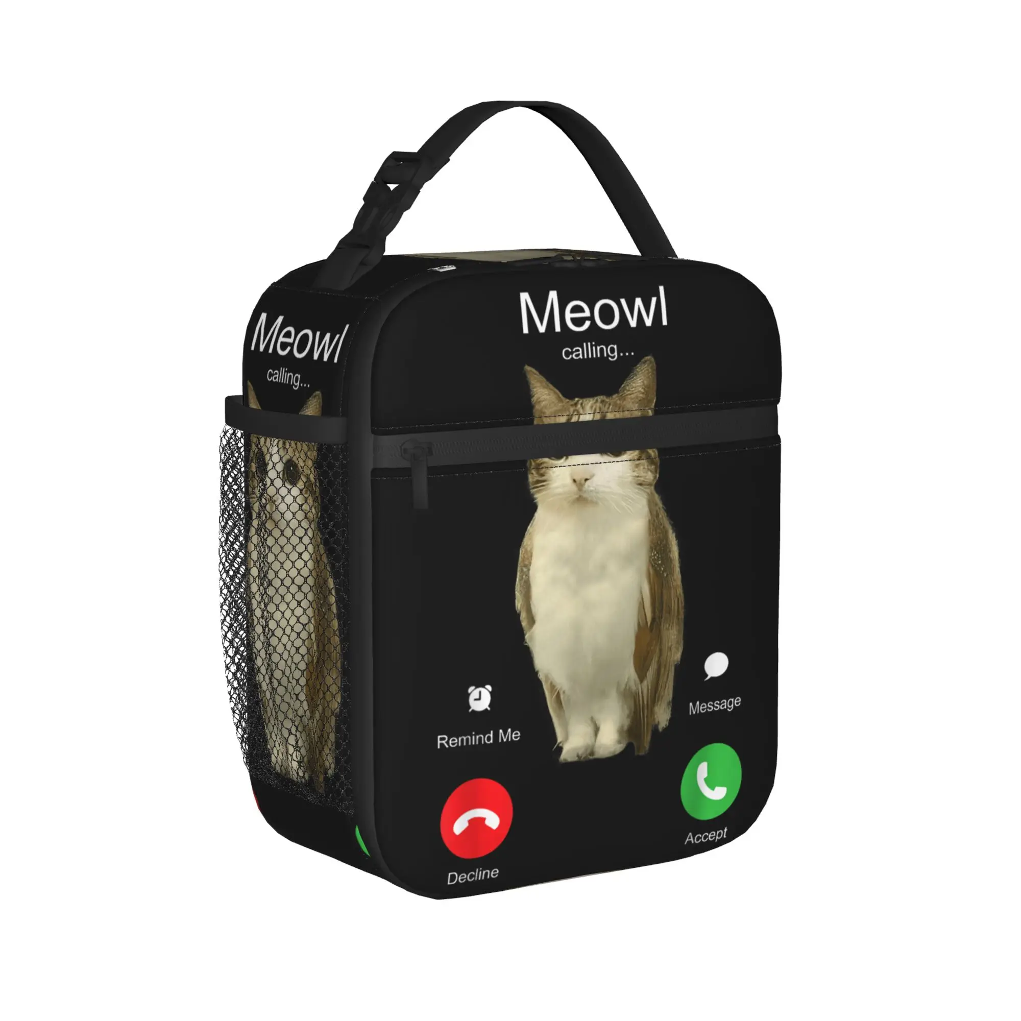 Meme Meowl Cat Owl Memes Thermal Insulated Lunch Bags for School Portable Food Container Bags Cooler Thermal Lunch Boxes