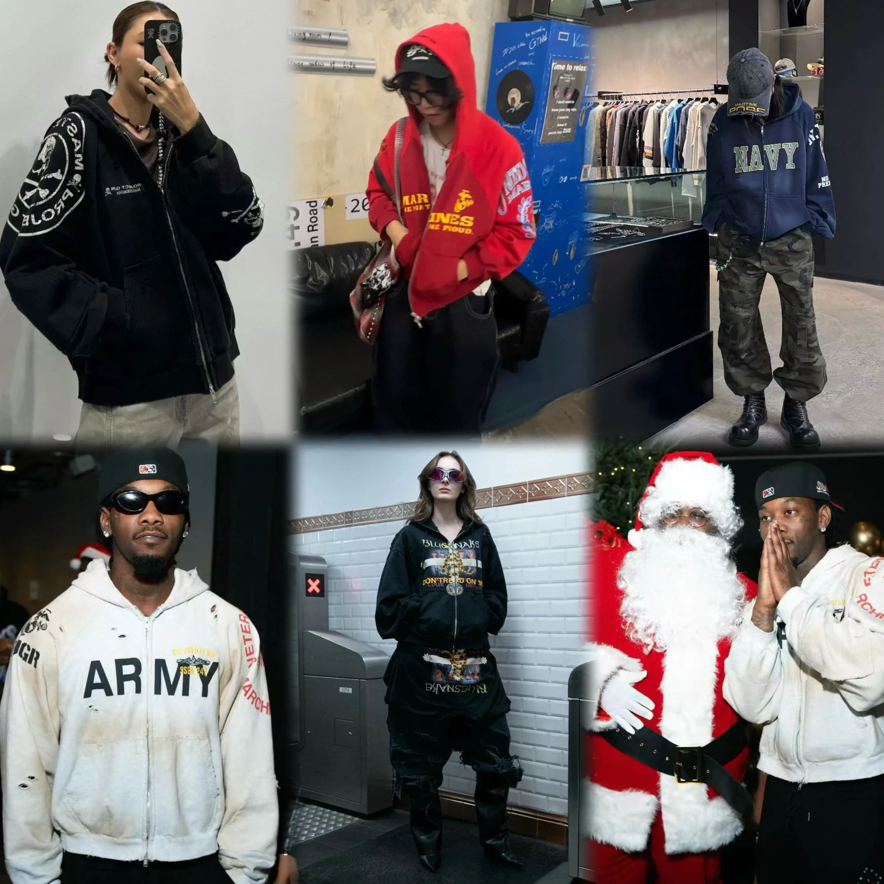 

Waed American Sle Ailz Project Zipper Hoodie Jaet Letter Slogan Worn out Denim Outerwear Casual Loose Fit Long Sve