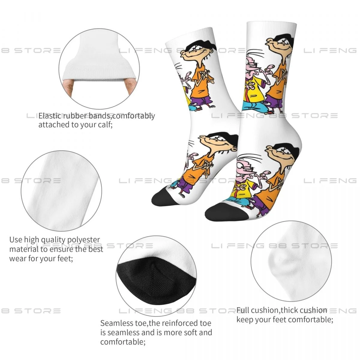 Quick Tips Regarding Ed Edd n Eddy The Mis-Edventures Unisex Winter Socks Running Happy Socks Street Style Crazy Sock