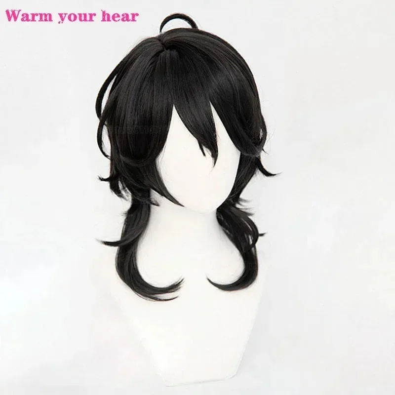 Gioco di alta qualità ES Sakuma Rei Sintetico corto nero Cosplay Anime Capelli resistenti al calore Parrucche per feste di Halloween + Cappellino per parrucca gratuito gp;/