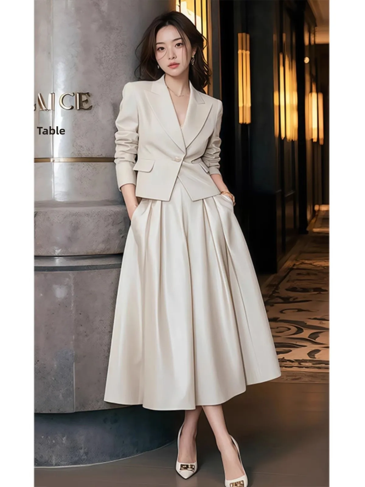 

Ele ort Костюм Jaet Комплект юбки трапециевидной формы с высокой талией French Sle на пуговицах из полиэфирного волокна Long Sve Women's Faion