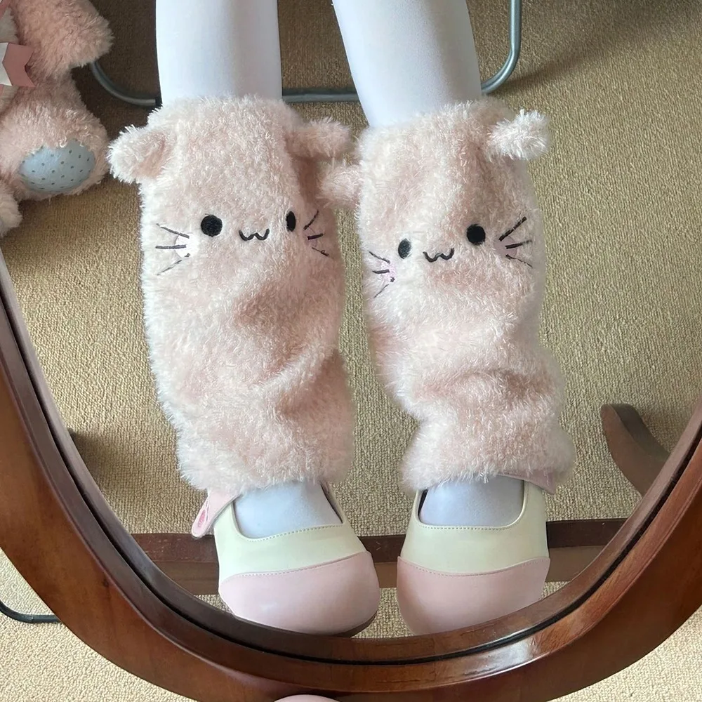 

Гетры с рисунком животных в стиле Лолиты, разноцветные волосатые носки до середины икры, теплые чехлы на щиколотке для сна