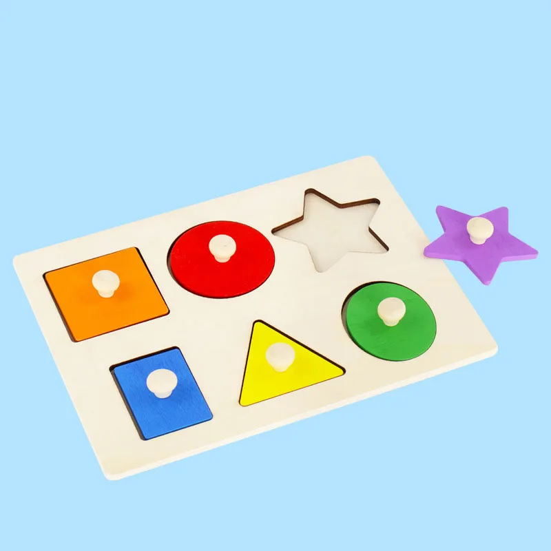 Puzzle in legno Montessori Giocattoli per bambini Forma Corrispondenza dei colori Tiragraffi a mano Bordo educativo Giocattoli per bambini Giocattoli per l'apprendimento precoce per bambini