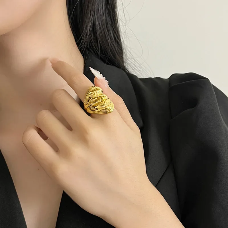 European and American niche three-dimensional texture sea wave vortex opening ring