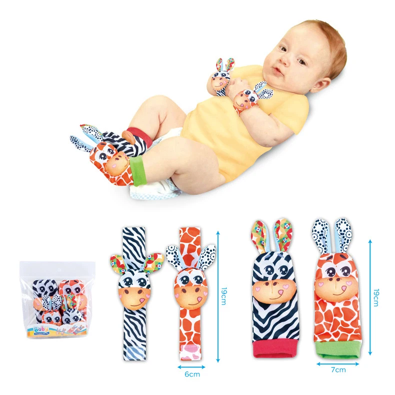 Cartoon Cute Baby Wristband Rattle Sock Toys Baby Soothing Entertainment Toys Newborn Baby Rattle Socks Baby Toys 0-1 Years Old