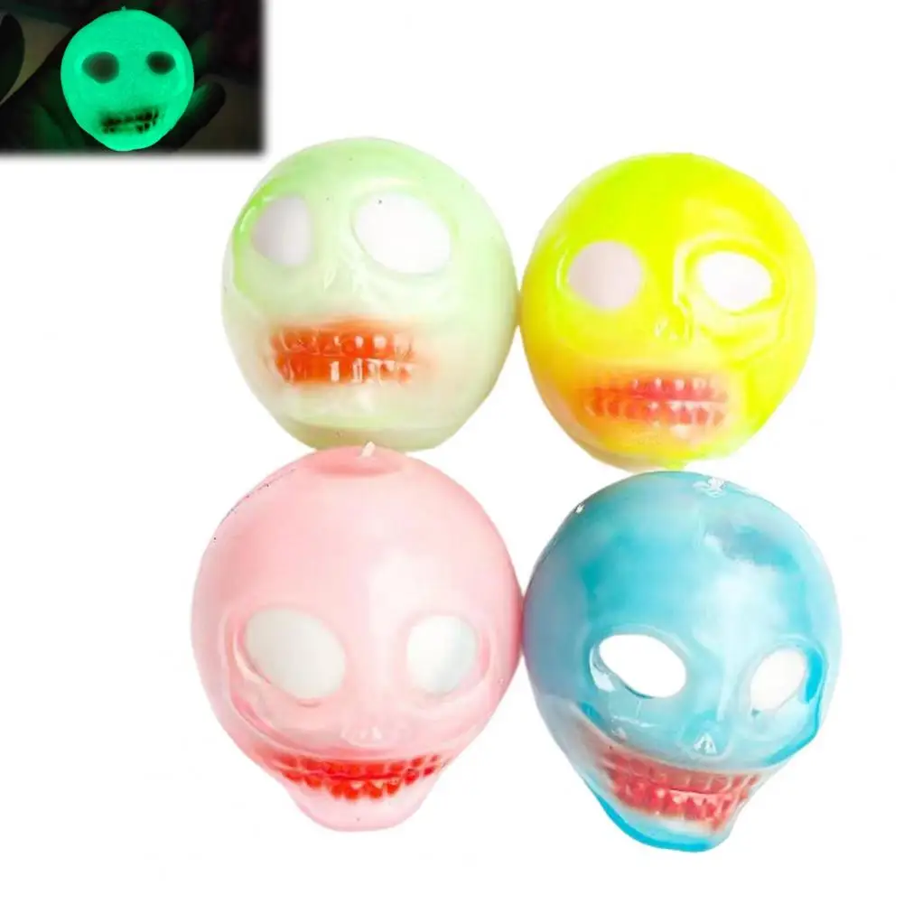 ผ่อนคลายความเครียด Ball Glow-in-the-dark Skull ความเครียดสําหรับความวิตกกังวลบรรเทานุ่ม Tpr บีบของเล่นสําหรับเด็กวัยรุ่นผู้ใหญ่