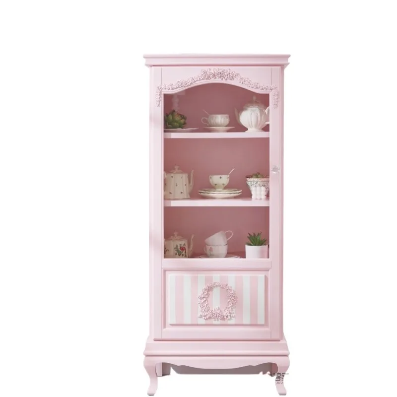 

French retro side cabinet dopamine color display case display case