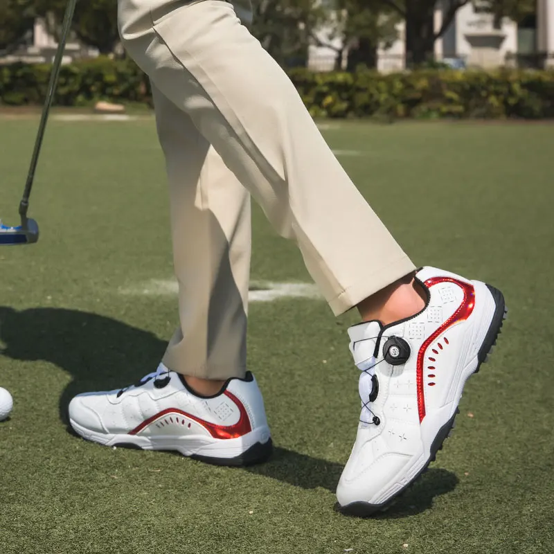 Chaussures de golf imperméables pour hommes, chaussures de tennis en cuir, laçage rapide, non ald, baskets d'entraînement de golf respirantes, sans crampons