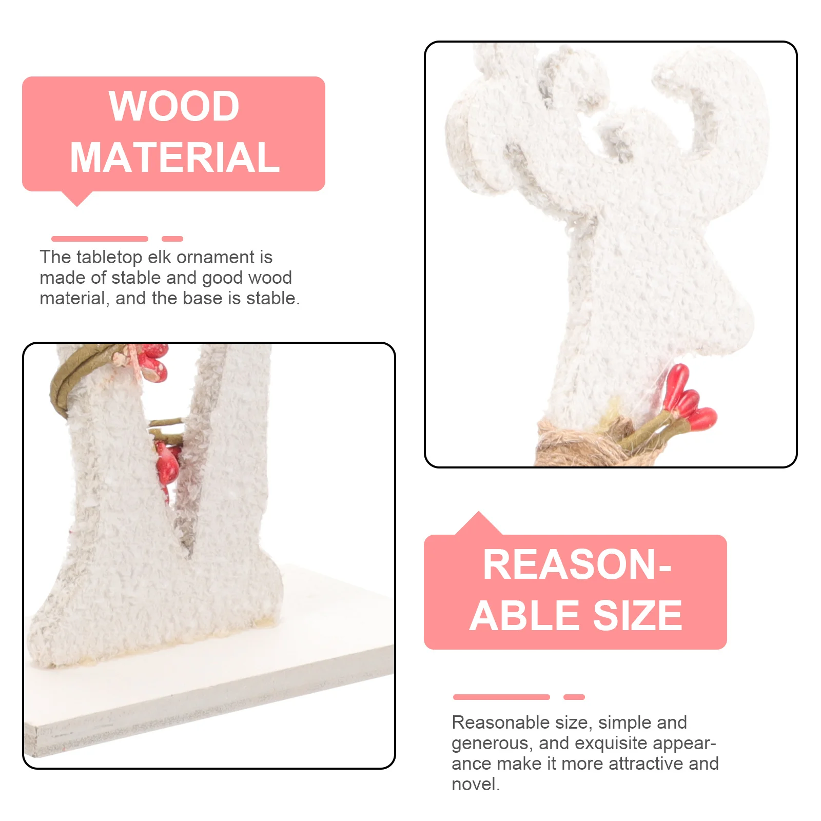 

2pcs Wooden Sculpture Tabletop Ornament Desktop Decor For Christmas Festival Elk Shape Table Decor Wood Elk Statue