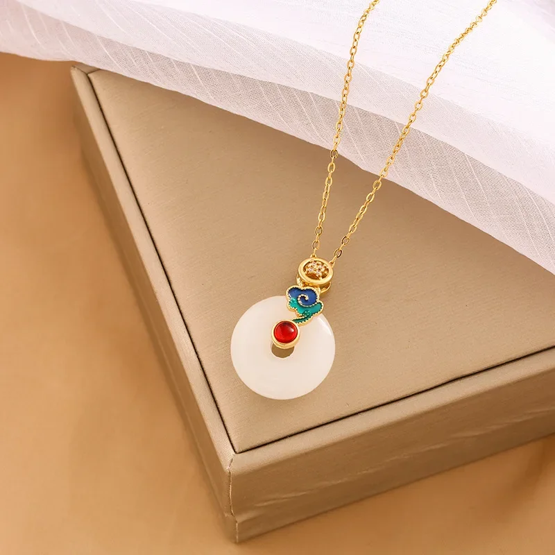 Xiangyun قلادة الرجعية، قلادة السلام، قلادة الإكسسوارات والمجوهرات شيونغسام الرجعية، قلادة الملابس العصرية