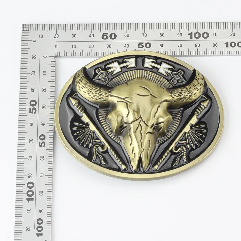 Golden Bull Skull Belt Buckle Matador Pattern Belt DIY Components