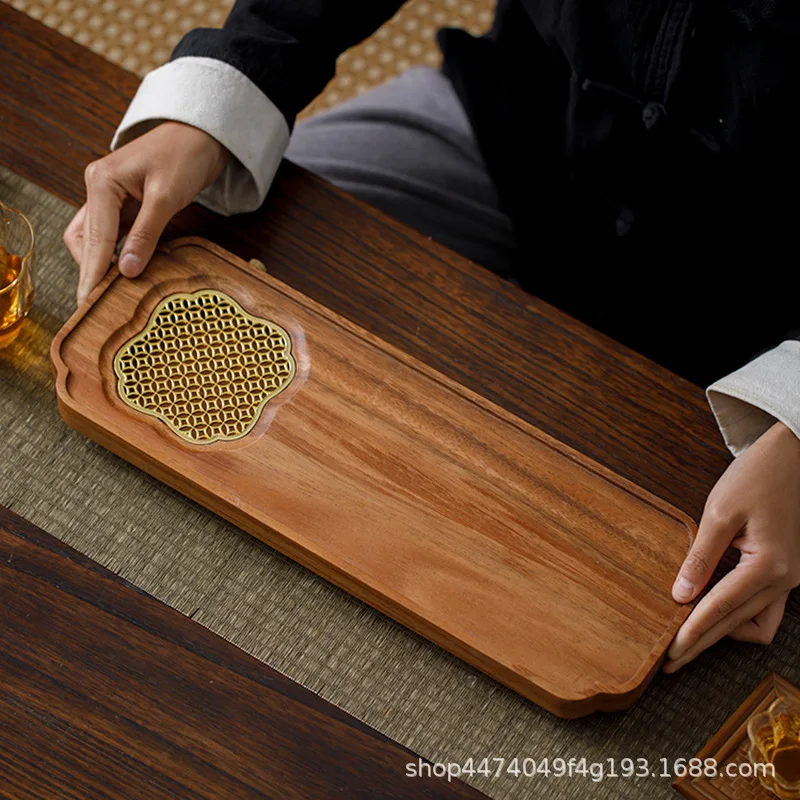 Whole Walnut Drain Type Tea Tray, Su Window, Small Dry Bubble Table, Japanese Style, Simple, Modern, Outdoor