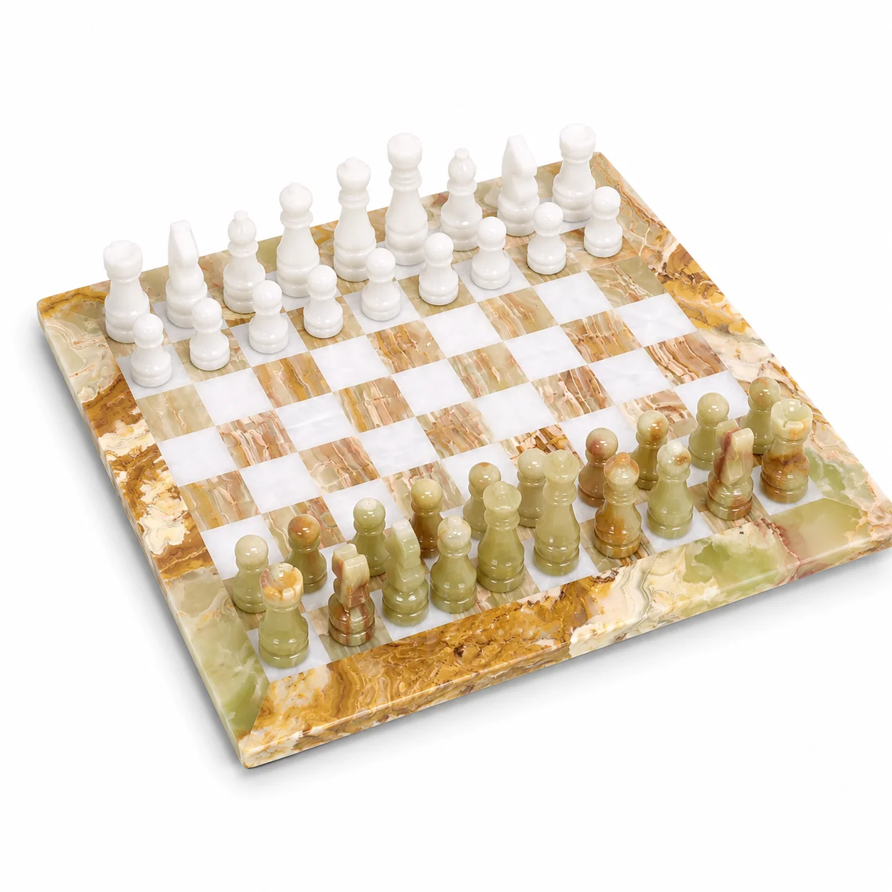 Marble Chess Set Natural Onyx Stone Chess Board Hand Carved Pieces Luxury Home Decor Gift Game Set