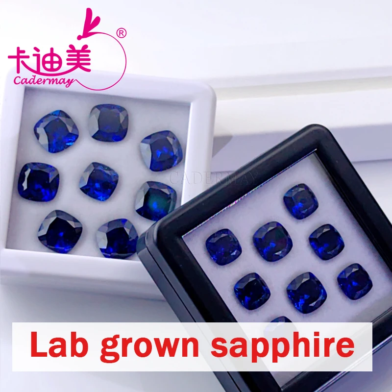 

CADERMAY Hot Sale Synthetic Lab Grown 34# Sapphire Loose Stone Cushion Shape DIY Jewelry Making Gemstones in Wholesale Price