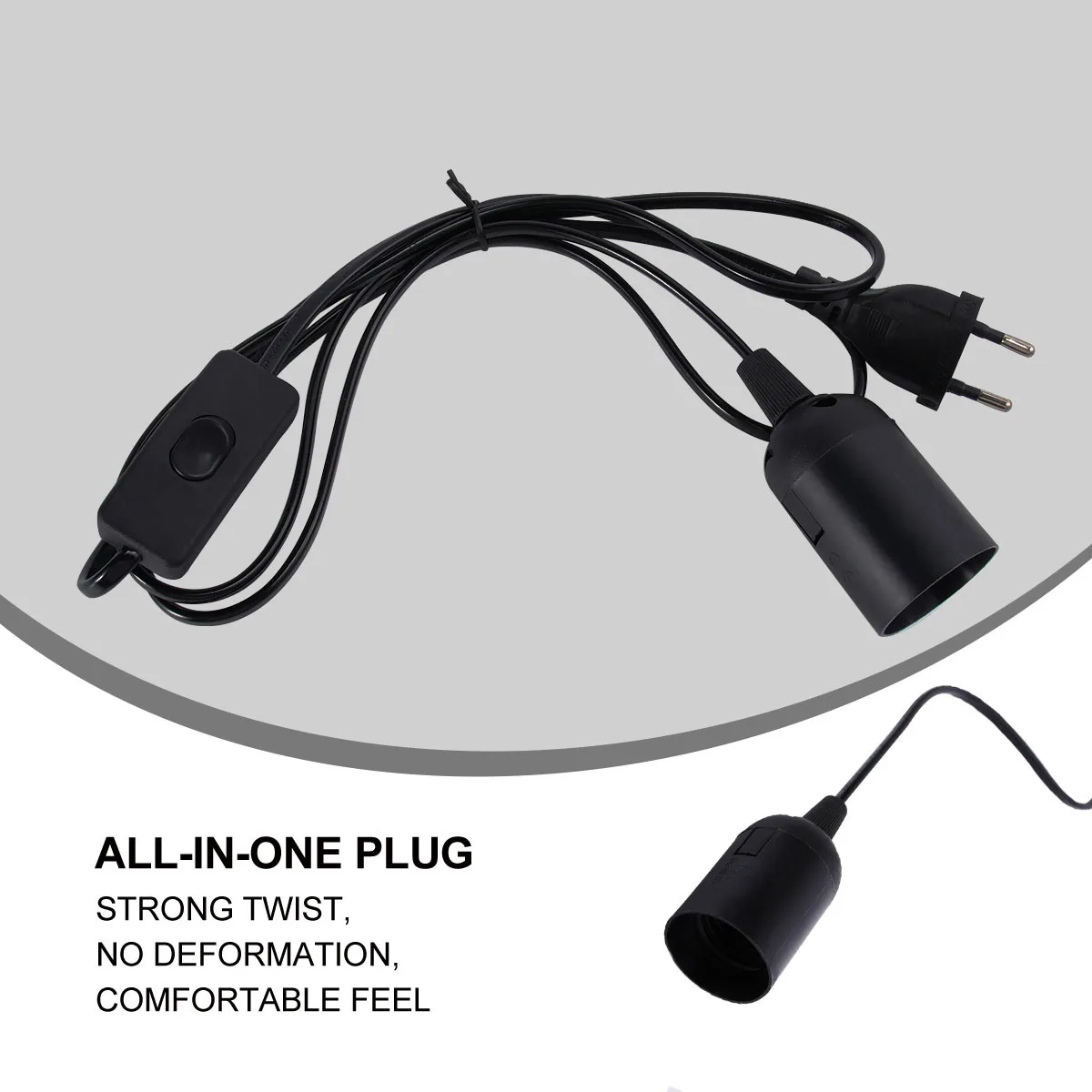 

E27 Power Cable Lamp Holder 1.8M Extension Cord Black Led Bulb Base For Indoor Lighting Fixtures Control Socket