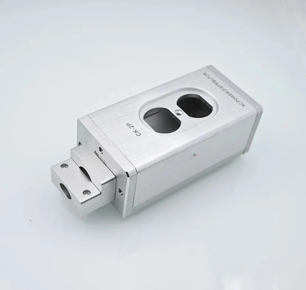 Brushed Aluminum Plug Chassis Power supply filter Shell 2 Socket