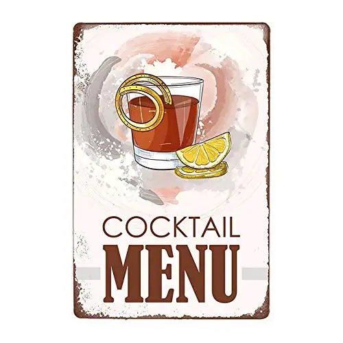 Various Cocktail Menu Retro Metal Tin Signs 8x12 Inch Kitchen Restaurant Poster Pub Bar Club Wall Decor Vintage Tin Sign qqwe-21