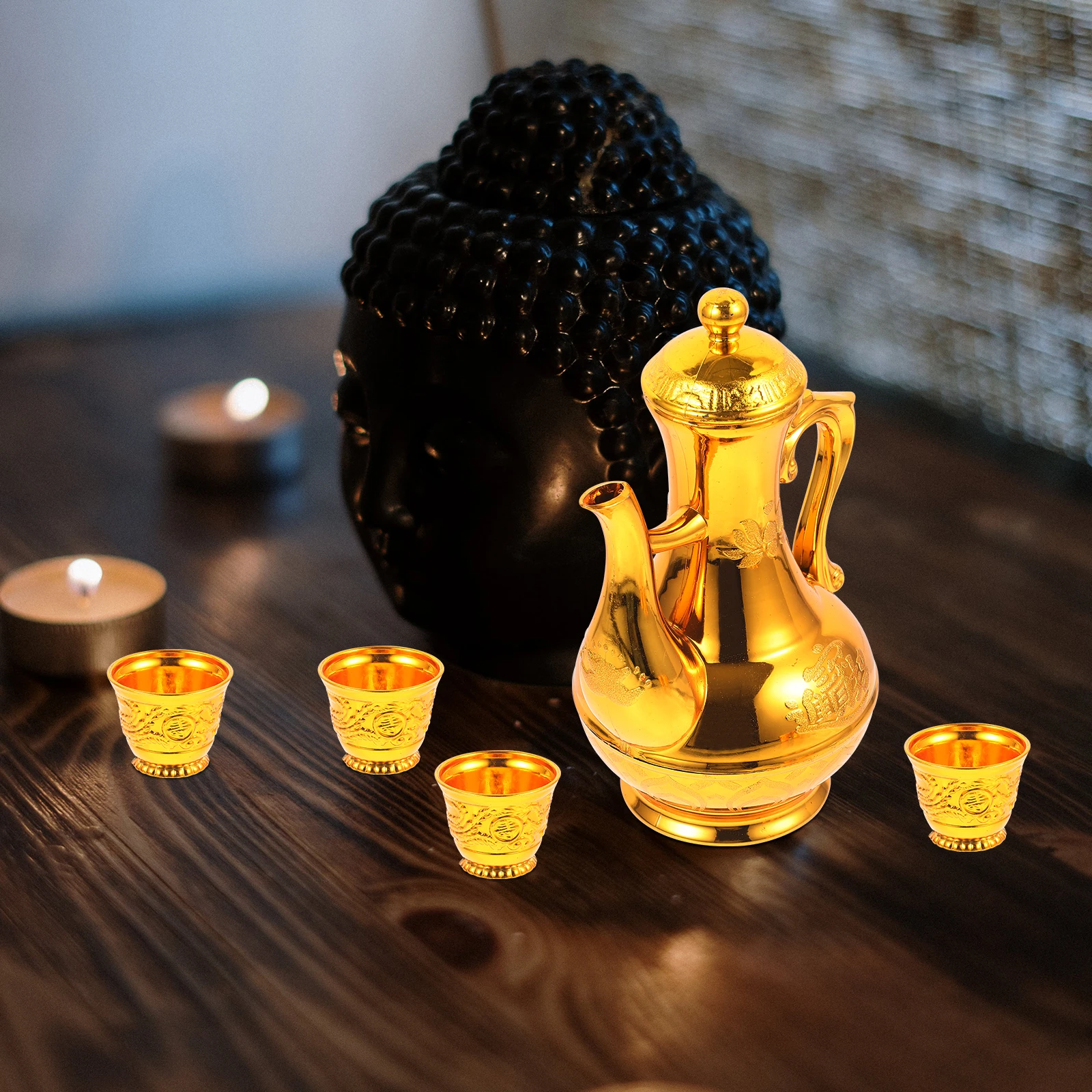 

Dragon Phoenix Offering Cup Set Retro Pot for Decor Elegant Offering Cups For Packaging Kitchen