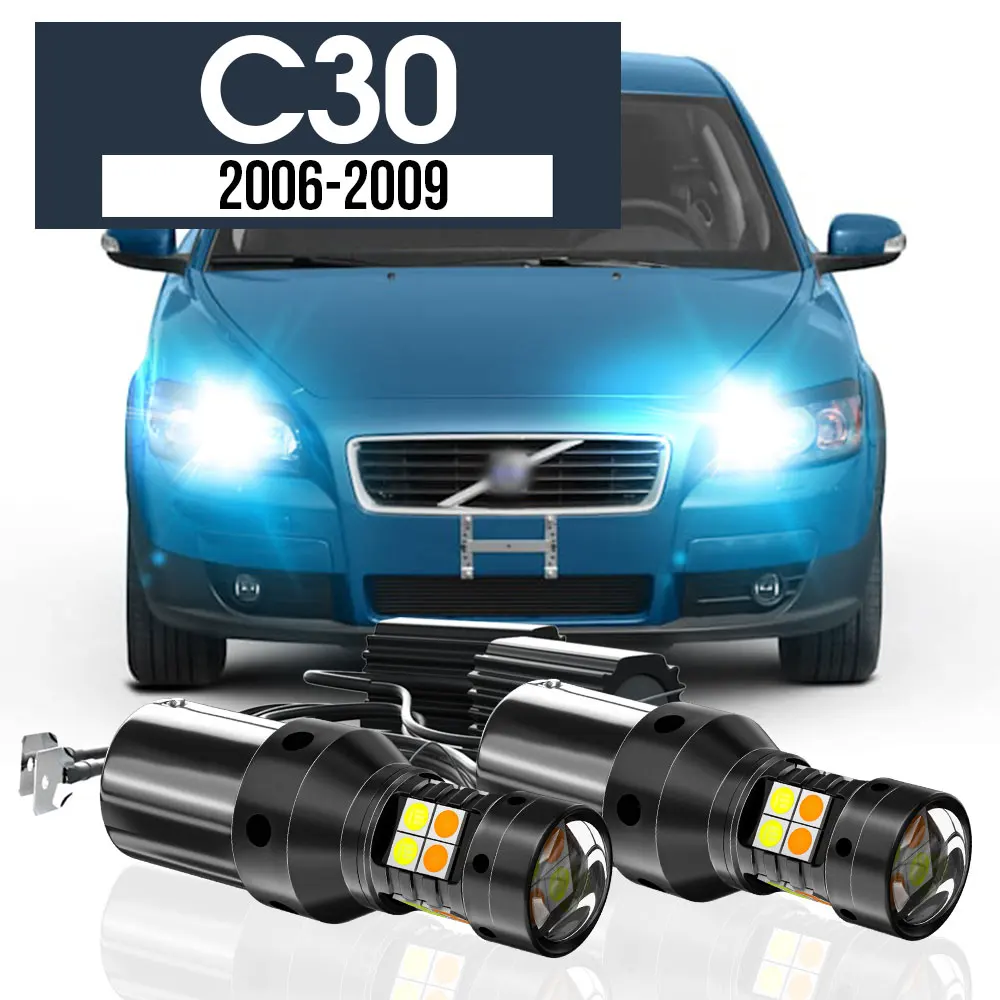 

2pcs LED Dual Mode Turn Signal+Daytime Running Light Blub Lamp DRL Canbus Accessories For Volvo C30 2006-2009 2007 2008