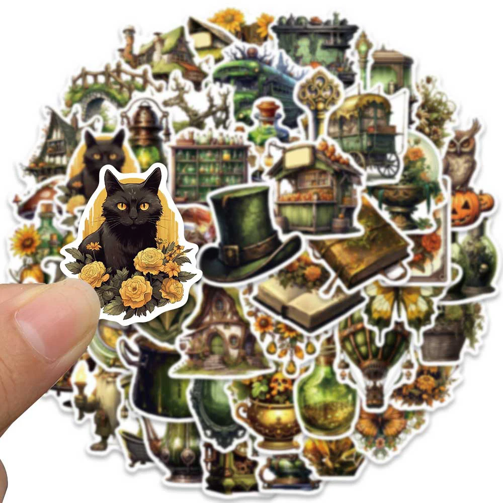 10/30/50pcs Magic World Forest Witches Cartoon Stickers for Laptop Suitcase Window Notebook Magic Potion Grimoire Sticker Decals