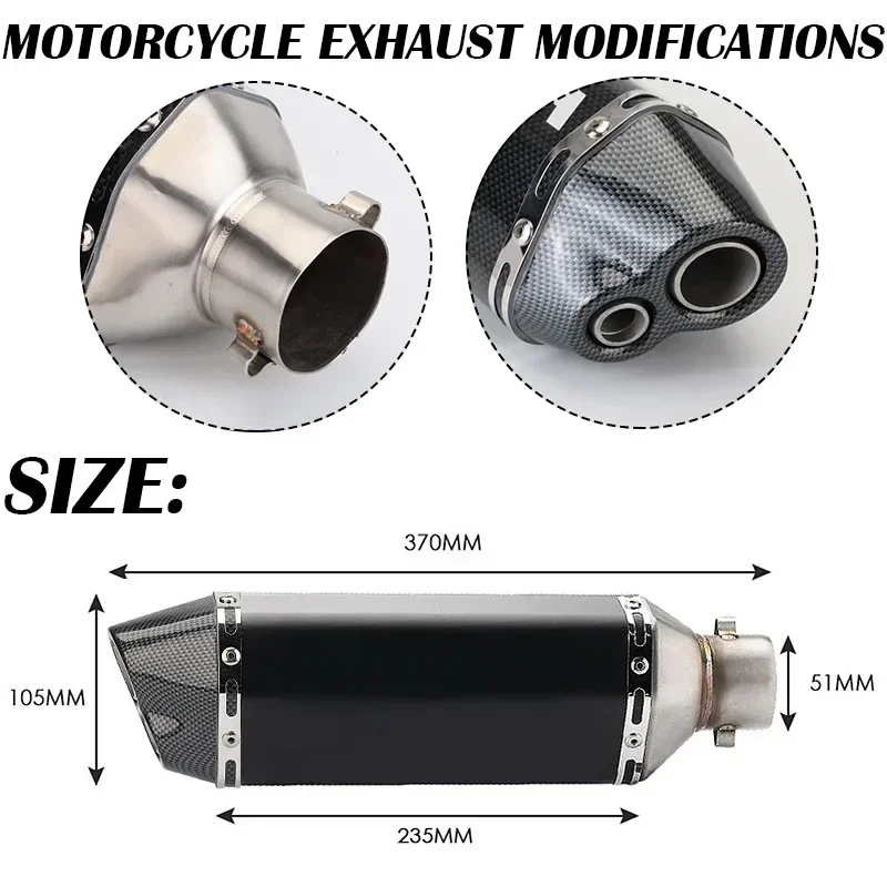 

Выхлопной глушитель универсального назначения для мотоцикла, 51 мм, выхлопной глушитель для гоночного выхода ak для мотоцикла MT07 R3 Z900 TMAX 500 CB400 ER6N