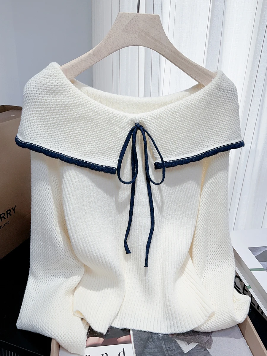 Korean Sle Sweet One-oulder Loose Women's Knitwear Autumn Winter New Design  Faionable Versatile Knitted Top