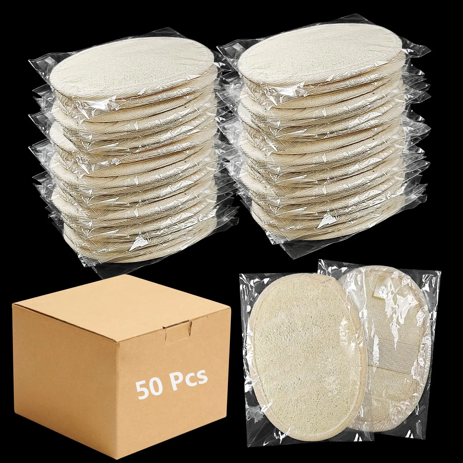(50 Pcs) Loofah Individually Wrapped,Individually Wrapped Loofahs,Individually Wrapped Loofah Exfoliating Body