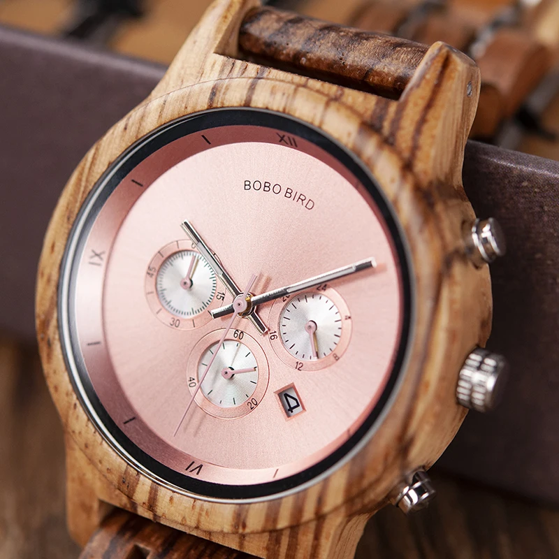 BOBO BIRD Women Watches Luxury Chronograph Watch with Auto Date Versatile Ladies Wooden Timepieces Custom Couple Quartz Watch