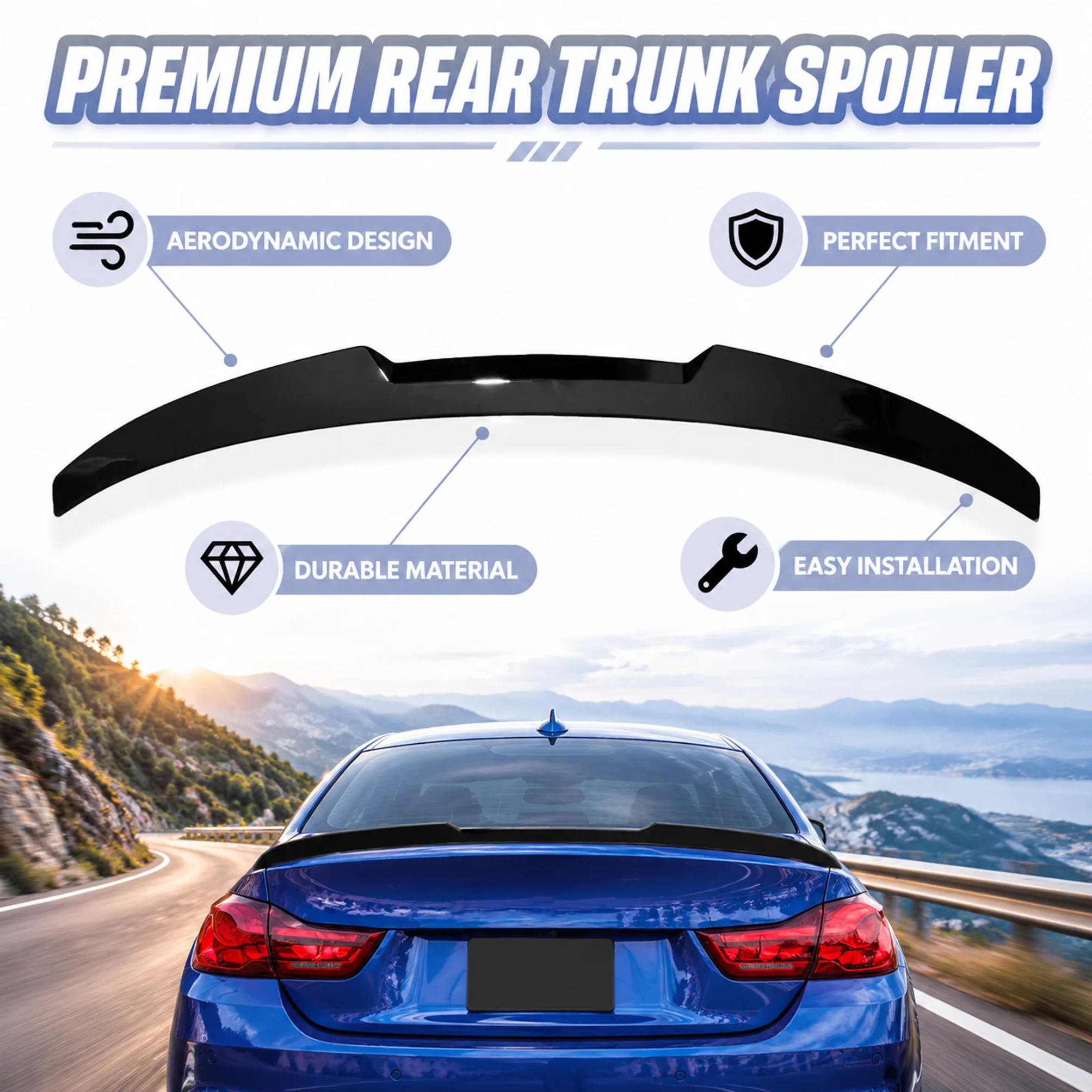 Spoiler posteriore per bagagliaio, alettone per portellone, stile M4, accessorio per carrozzeria in ABS di alta qualità, facile da installare, per BMW Serie 3 G20 G28 G80 M4 2019+, kit per migliorare