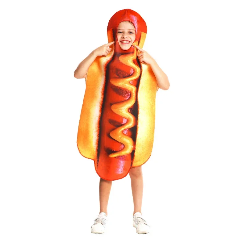 Disfraces Unisex para niños, Cosplay de Hot Dog, juego de rol de Halloween, mono de helado, vestido elegante para niña, fiesta de cumpleaños de fresa